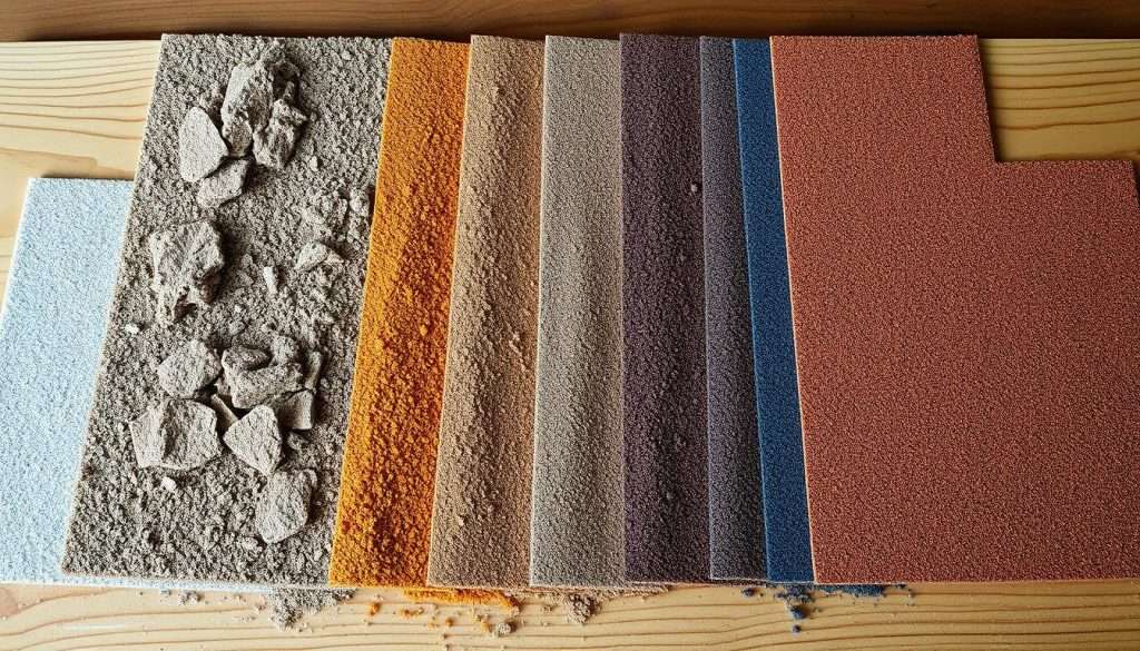 Sandpaper grit sizes for finishing surfaces