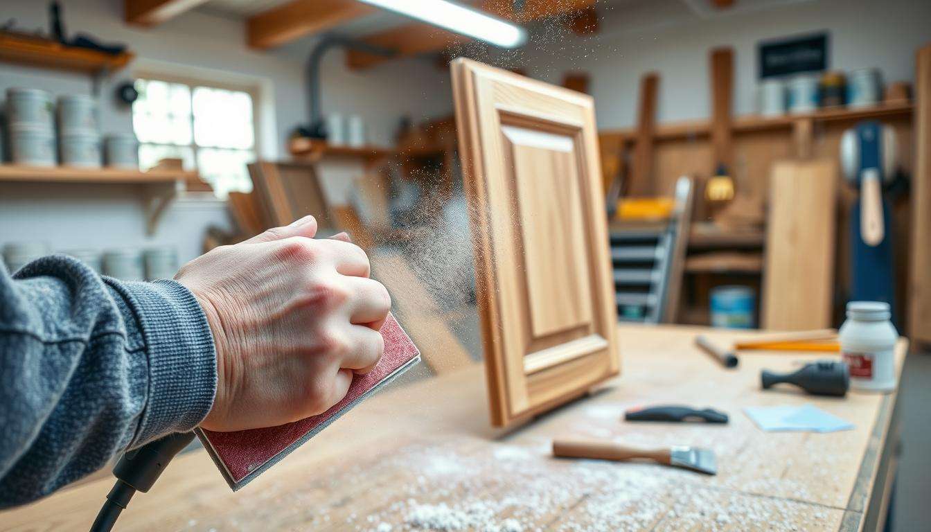 how to sand cabinets for painting