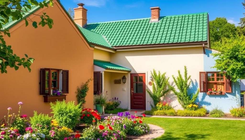 house paint colors for green roof