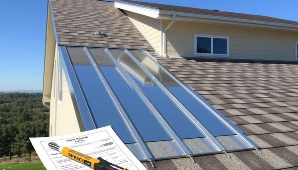 metal roof on top of shingles permit